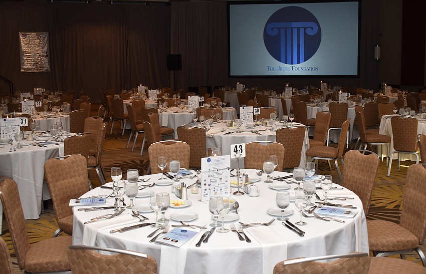 The ballroom was full of simply decorated tables on Oct. 30 at Hyatt Regency Sarasota for the Argus Foundation Lifetime Achievement Awards Dinner.