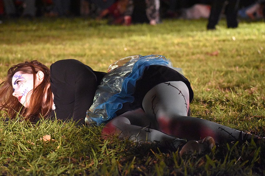 When trick-or-treating was over, the Sarasota High School Drama Department performed Michael Jackson’s “Thriller.”