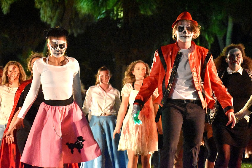 When trick-or-treating was over, the Sarasota High School Drama Department performed Michael Jackson’s “Thriller.”