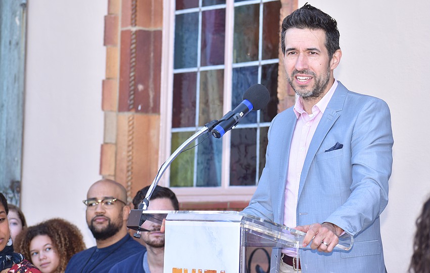 Director and Choreographer Josh Rhodes tells the crowd about how he believes “Evita” is a story about ambition.