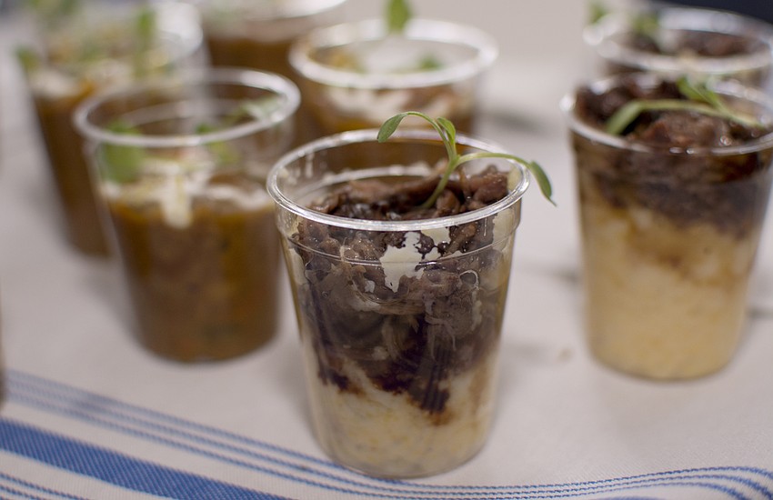Samples from Bravo Coastal Bar and Kitchen sit on a platter during the annual Pillar of Hope event. Guests sampled dishes from local vendors before taking a tour of the Child Protection Center.