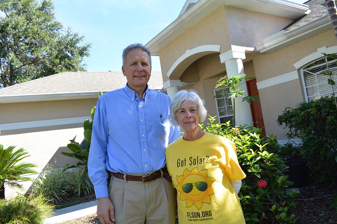 Lakewood Ranch&#39;s Ed Bachtle and Whitfield Estates&#39; Wendy Hacker want the opportunity to buy solar panels at a reduced rate, if the deal proves good for their households.