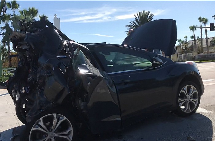 A passerby shared this photo of one of the cars involved. (Courtesy image).