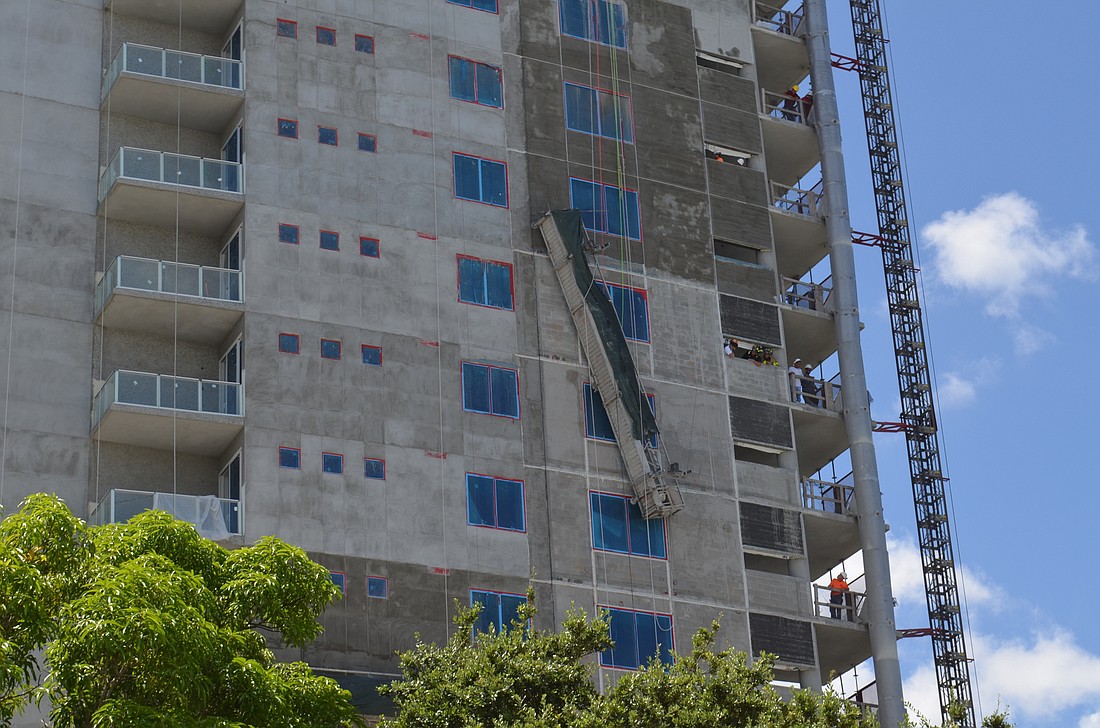 A Palm Avenue scaffolding malfunction was one of several high-profile construction accidents downtown this summer.