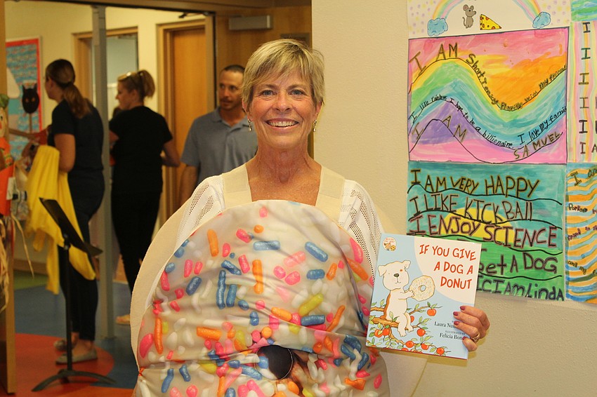 Braden River Elementary teacher Nancy King wears a costume to match her favorite book, 