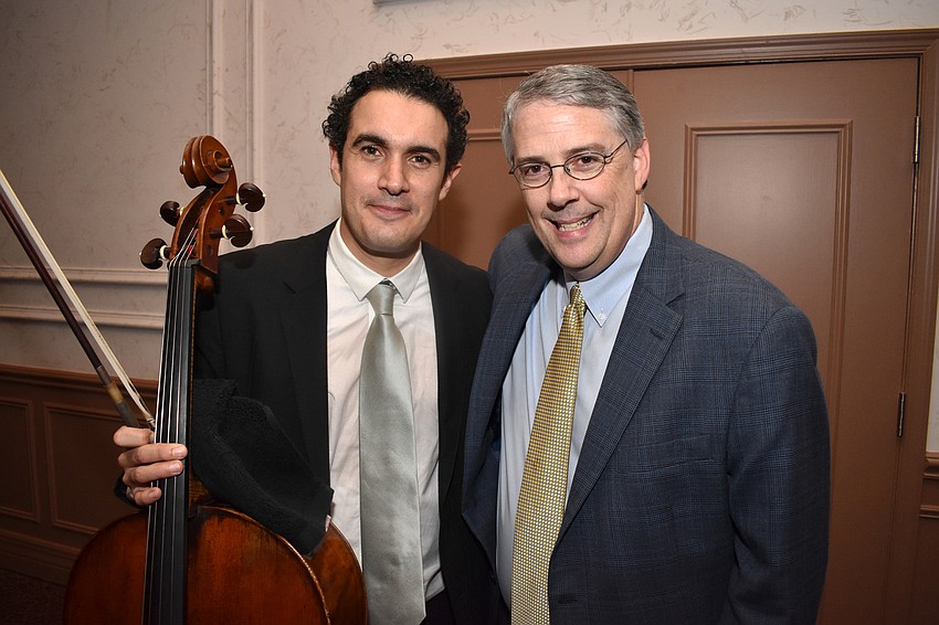 Soloist Adolfo Gutiérrez Arenas, cello, with Sarasota Orchestra President and CEO Joe McKenna