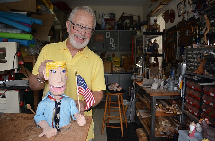 Drew Stuart said he likes to convey his feelings, in this case political sentiment, though his work including "The Perfect Politician."