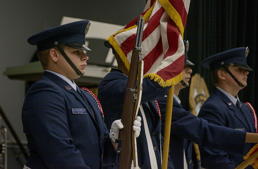 Students presented the colors at the fourth annual Kiwanis Veterans Day Breakfast.