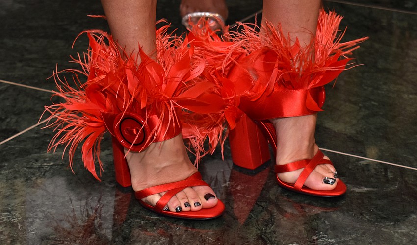 Donna Koffman shows off her feathery heels.