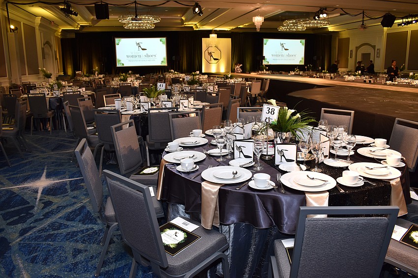 The ballroom featured a runway that ran the length of almost the entire room for the luncheon fashion show.
