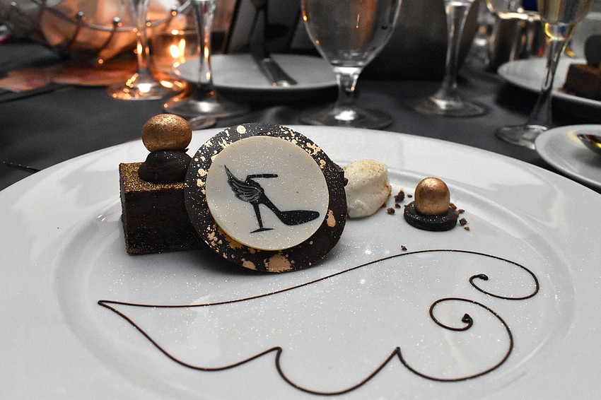 Guests enjoyed a festive chocolate dessert.