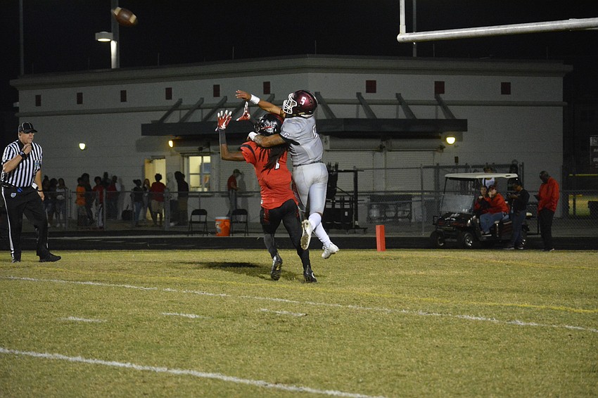Senior defensive back Tyrone Collins breaks up a Wolfpack pass in the second half. Collins also had a 75-yard punt return touchdown in the first quarter.