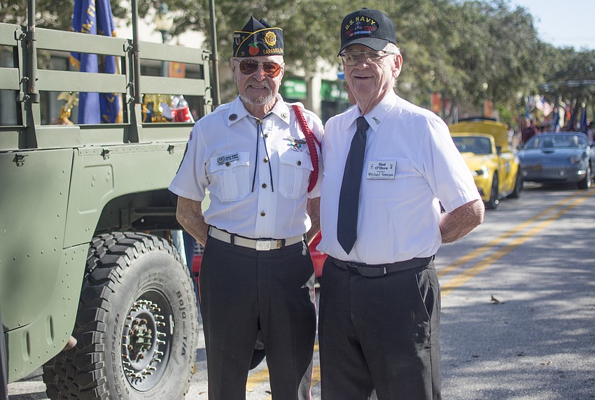 Donald Murphy and Hod O'Hern wait for the parade to begin at the corner of Osprey Avenue and Main Street.