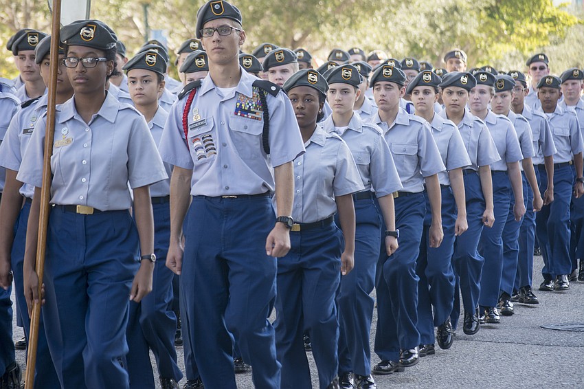 Sarasota Military Academy students march in Sarasota's Veterans Day Parade.