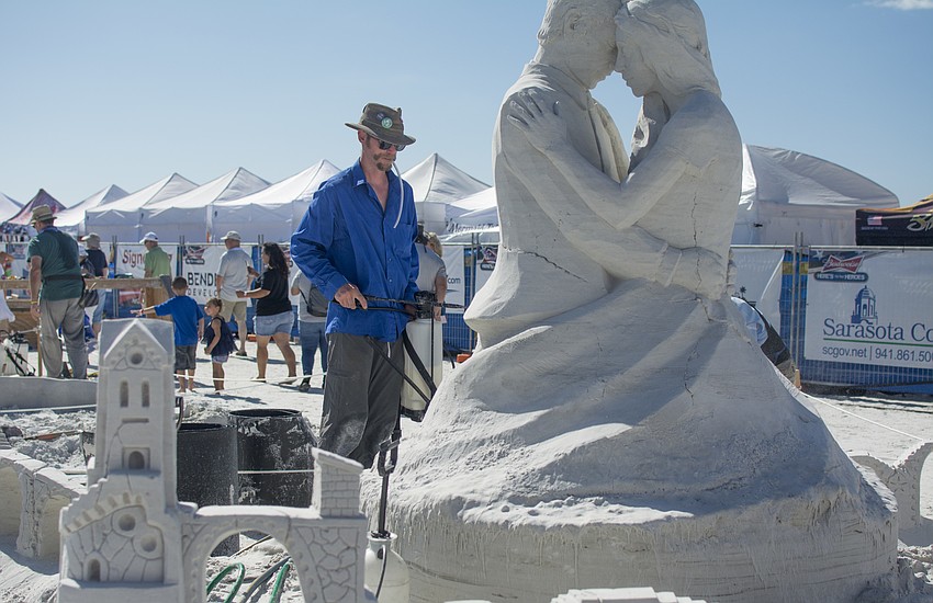 Abram Waterman works on his submission to Siesta Key's 2017 Crystal Classic.