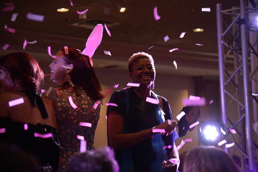 Guests were surprised with a confetti downpour.