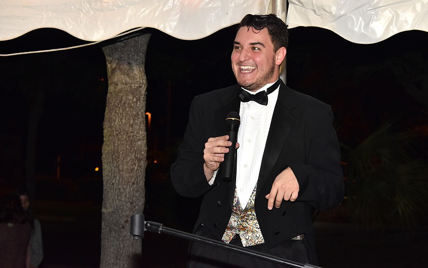 Alexander Zickafoose of Manatee Performing Arts Center sings for guests.