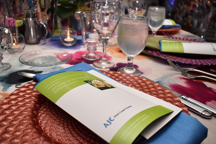 Guests were greeted by colorful table decor at the dinner.