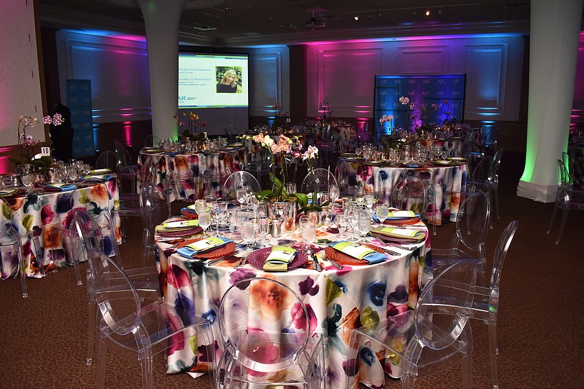 Guests were greeted by colorful table decor at the dinner.