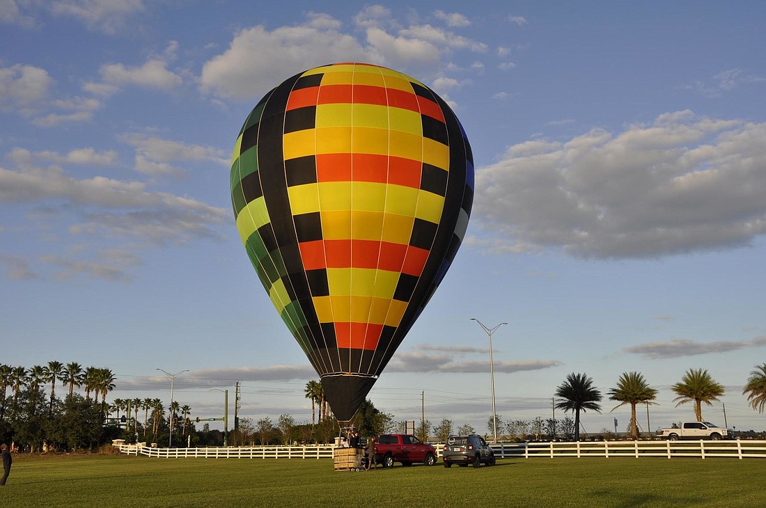 Ricky Garvie tested one of his hot air balloons at Premier Sports Campus in Lakewood Ranch earlier this month.