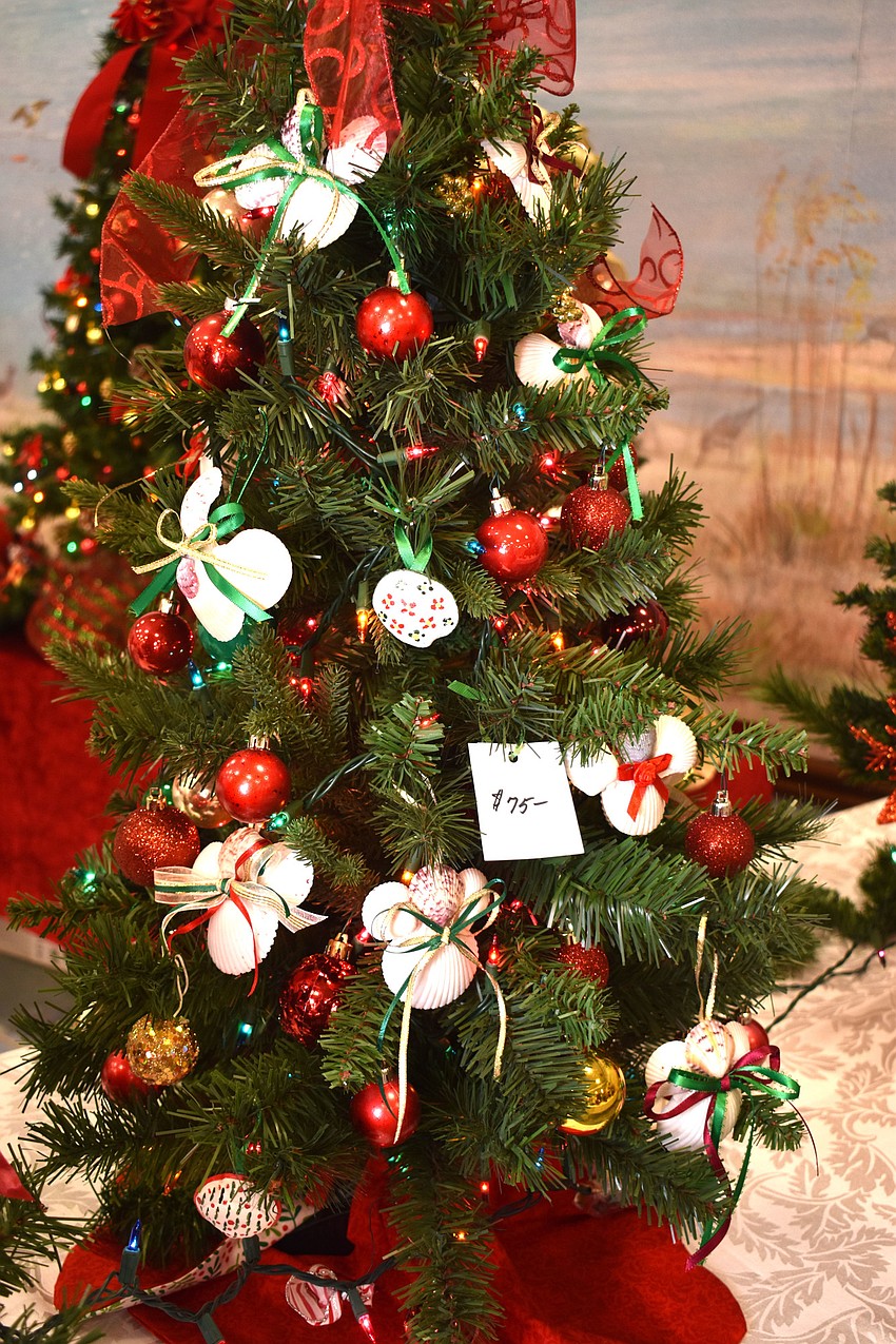Christmas trees with handmade ornaments were on sale during the Christmas Bazaar.