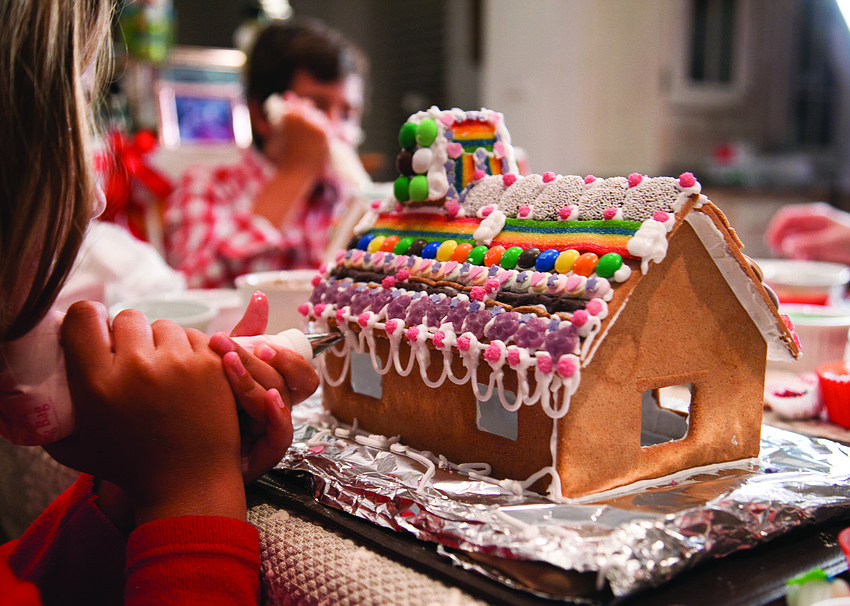 The gingerbread house should be sturdy, with icing dried to hold the house together, before adding candy and other decorations. Courtesy photo.