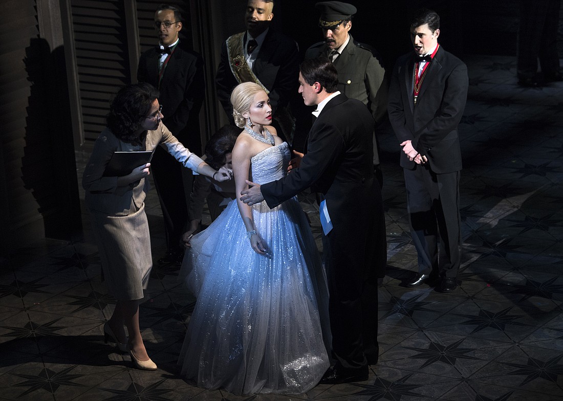 The cast of Asolo Rep&#39;s production of "EVITA" performs. Photo by Cliff Roles