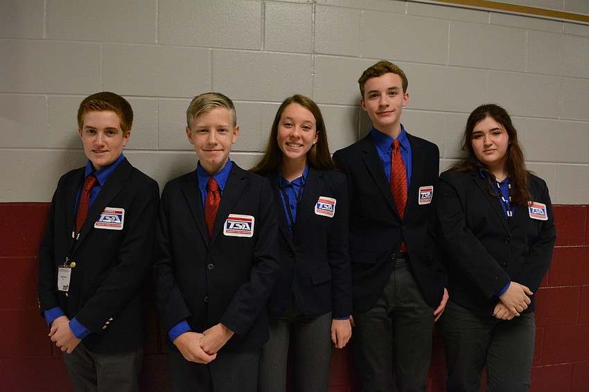Griffin Hudson, Jackson Galvin, Lauren Whiddon, Jake Whiddon, Izzy Rines and Sean Davis represent Braden River High in the chapter team contest.