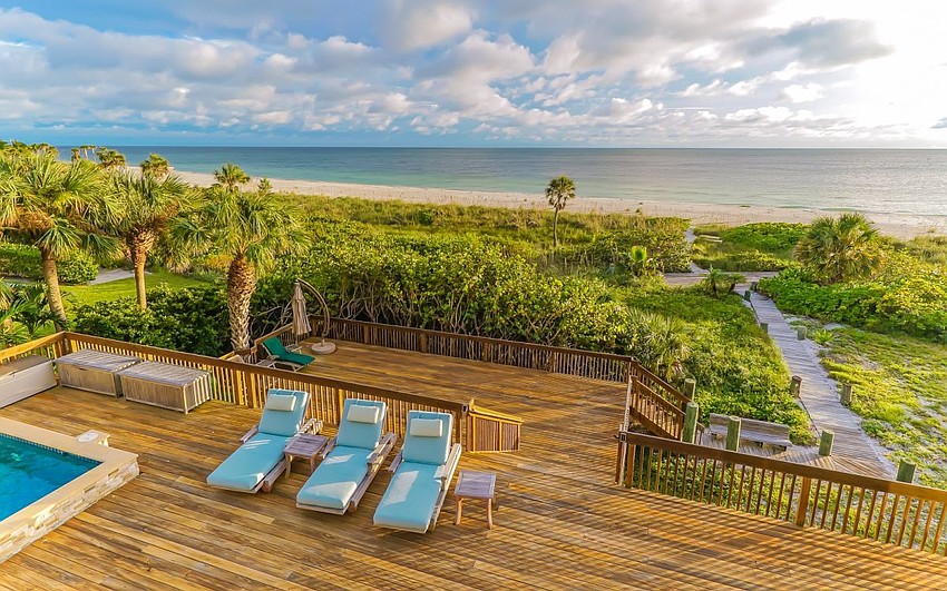 The property has 180 feet of beach access.