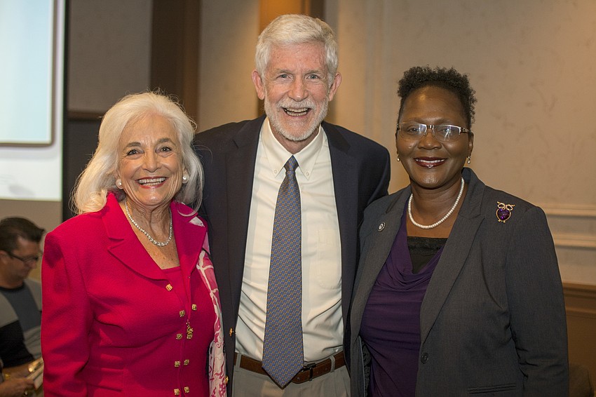 Event chairs Embracing Our Differences board member Graci McGillicuddy, Board Chairman Dennis McGillicuddy and event speaker Booker High School principal and Florida Principal of the Year Rachel Shelley.