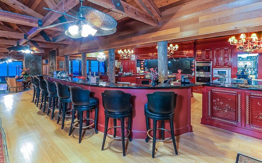 The kitchen includes eat-in room for 12.