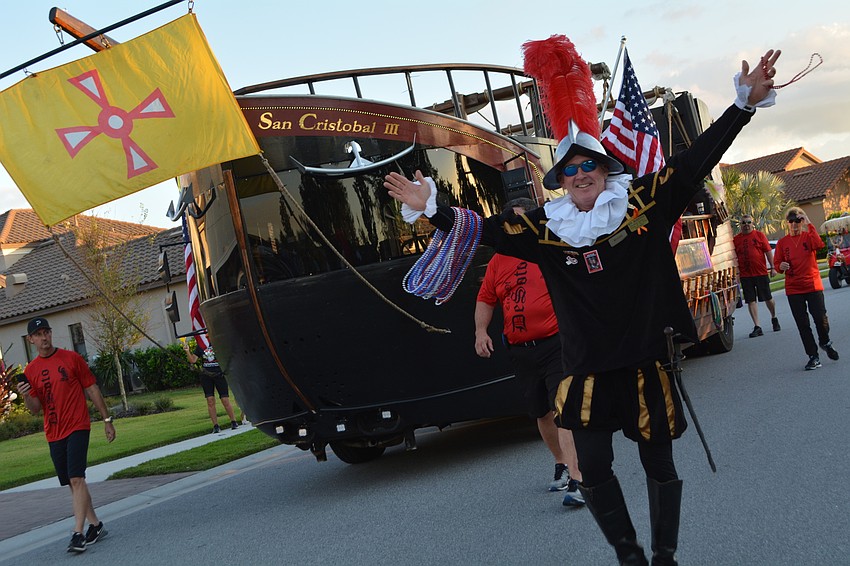The Crewe of the DeSoto Historical Society brought its ship and crew, including Roy McKenzie.