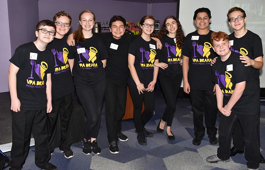 Several Booker Middle School VPA theater students performed and ate lunch with eventgoers.