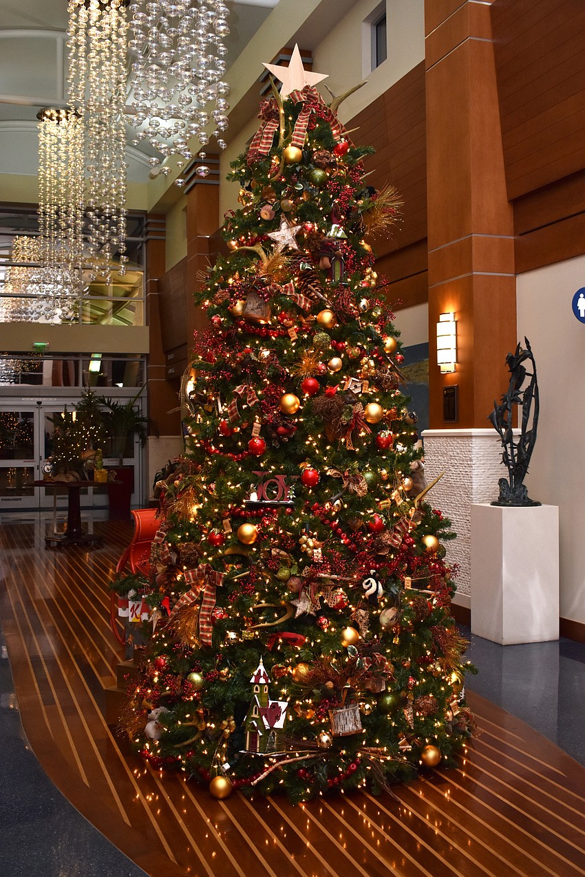 The Christmas tree is decorated and ready for the holiday season at Sarasota Yacht Club.