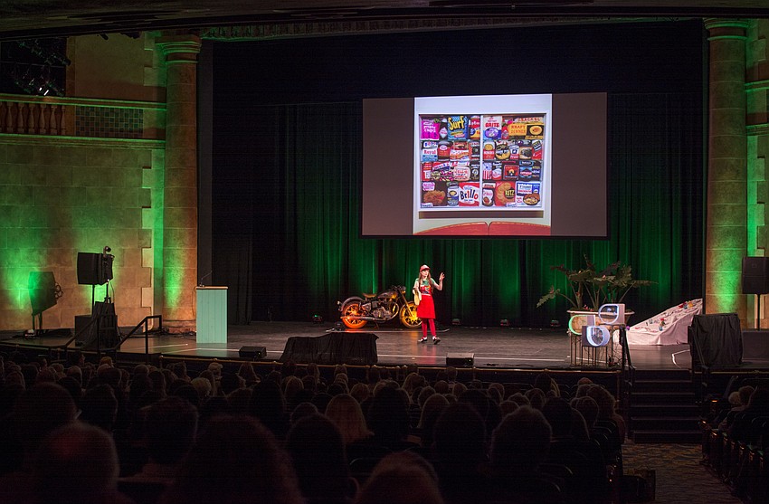 Arist Lucy Sparrow speaks at the 2017 PINC conference.
