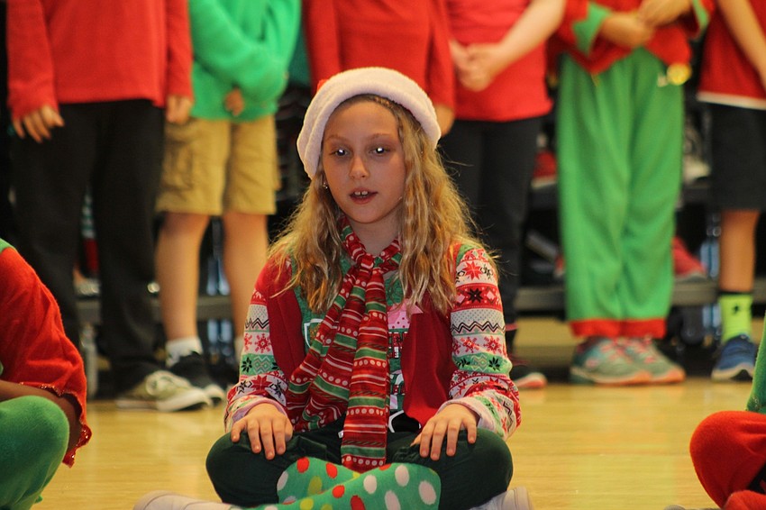Willis Elementary School third-grader Rachel Gocinski played a lead role as a speaker for the holiday show.