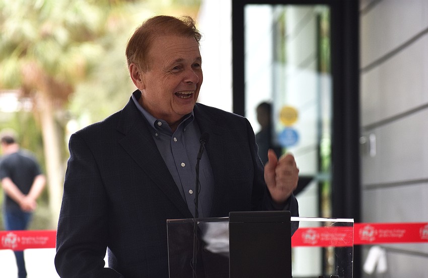 Ringling College of Art and Design President Larry Thompson speaks to the crowd.