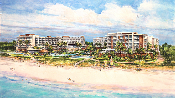 Conceptual master plan for the redevelopment of the former site of the Colony Beach and Tennis resort.