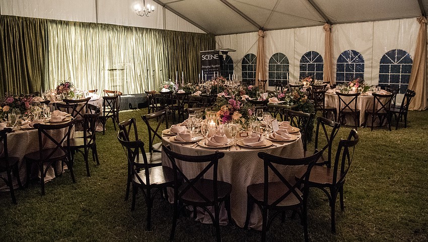 The evening featured an exquisite tented garden setting for the Starry Night Dinner guests.