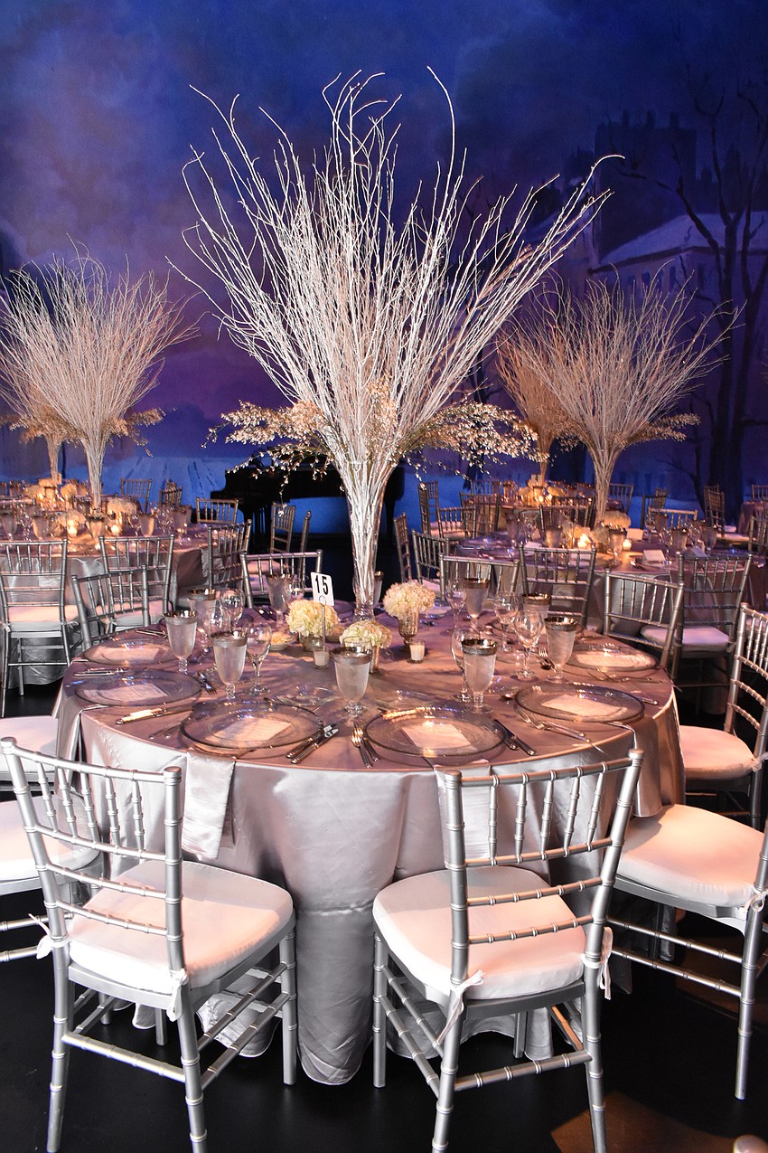 The Sarasota Opera House stage was adorned with winter decor for the annual dinner.