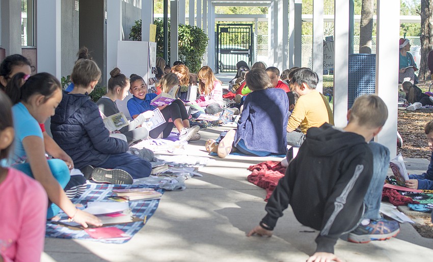 Students lined Alta Vista's walkways, which were named for authors.