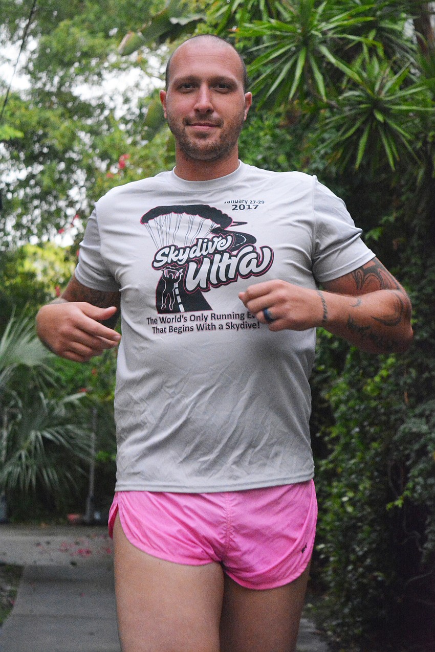 June 8: Runner Stephen Kelly rocks a distinctive pair of shorts to raise support for Comfort Cases, a charity that packs and distributes overnight bags filled with essential and comfort items to children entering foster care.