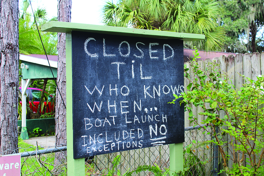 This sign at Ray's Canoe Hideway explains the situation may business owners suffered after Hurricane Irma.