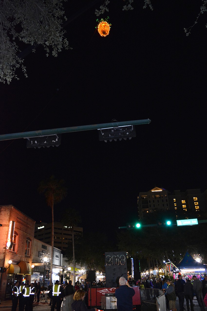 The pineapple presided over the evening at Main Street and Lemon Avenue.