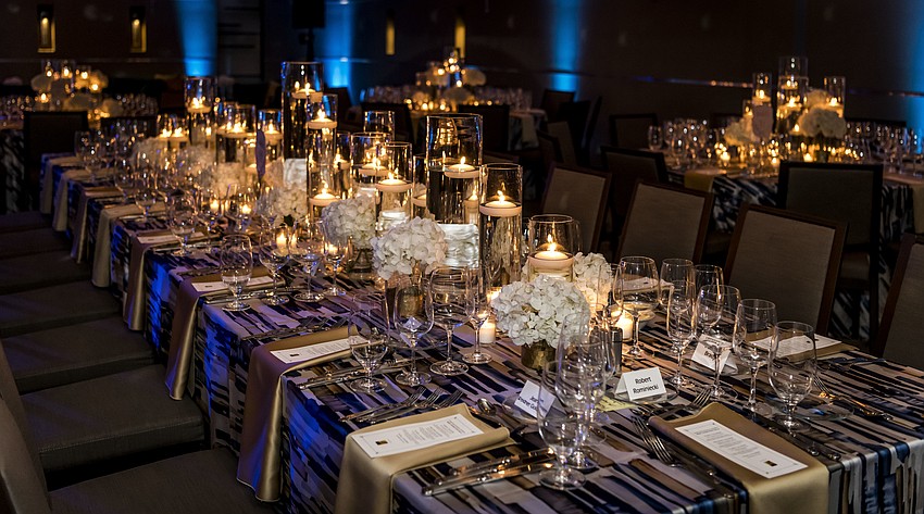 Lighting and Ceiling Decor: Affairs in the Air, Inc.; Centerpieces: Flowers by Fudgie;  Linens: BBJ Linen;   Catering: Philip Mancini and Michael's