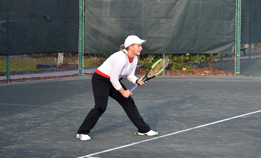 Sandra Weib plays in an exhibition game during the cocktail party.