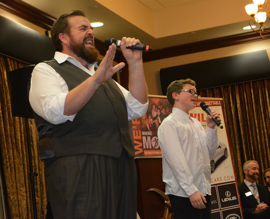 Ron Basque and Ryan Modjeski, 13, sing "Believe" from "Finding Neverland."