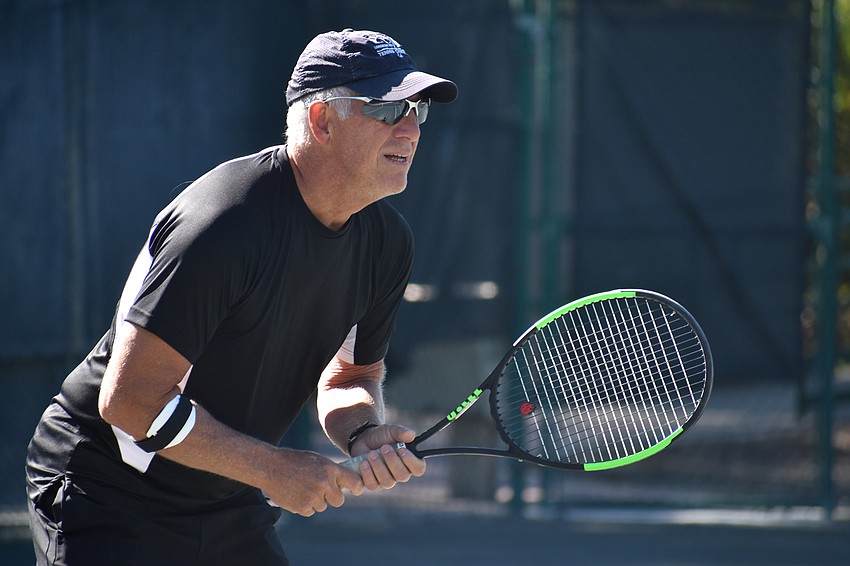 Mike Langlois gets ready to receive during a preliminary match.