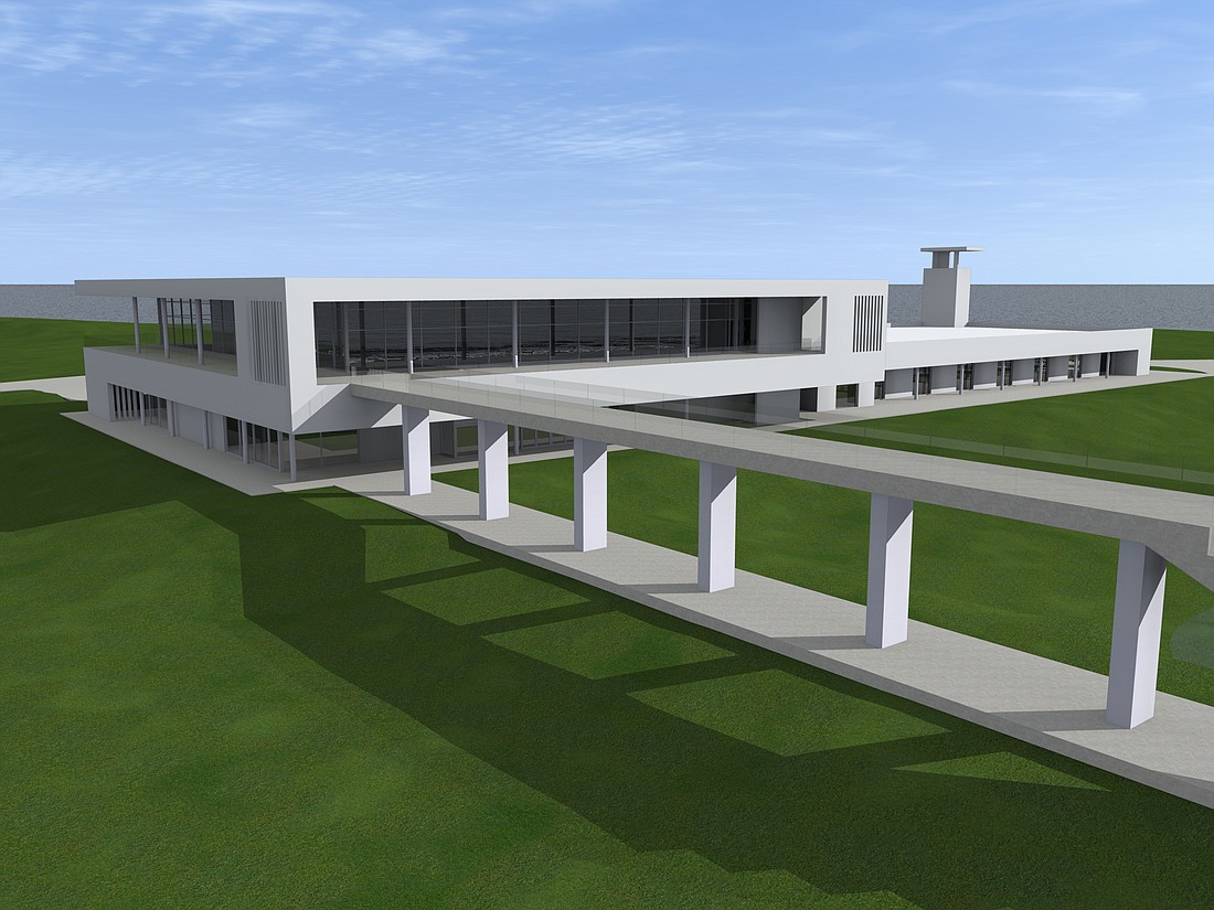 This conceptual rendering shows the future boathouse looking northeast. Courtesy image.
