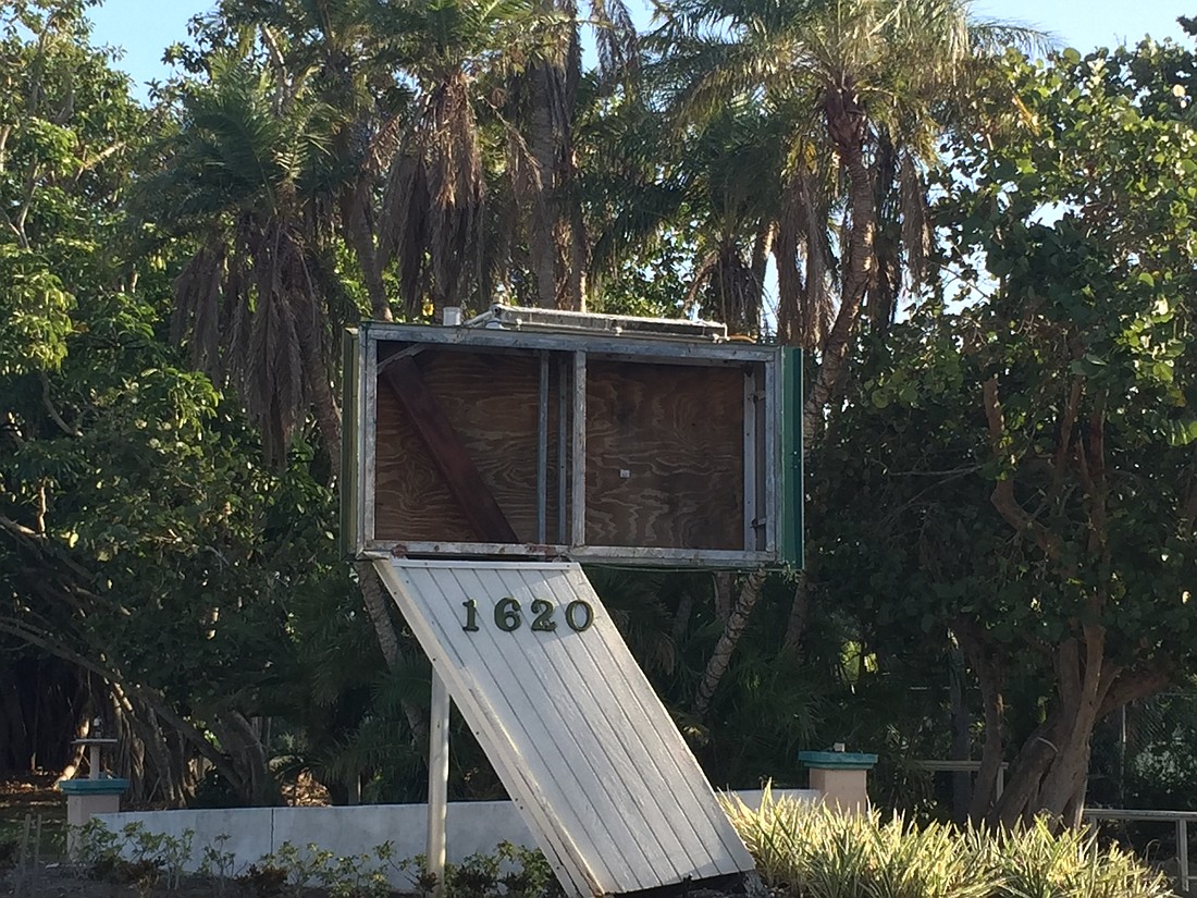 The northern face of the former Colony Beach and Tennis Resort sign before it was removed.